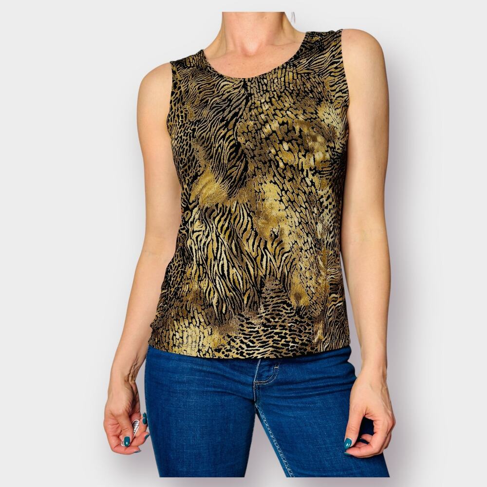 90s Notations Cat‎ Print Textured Tank Size S/M